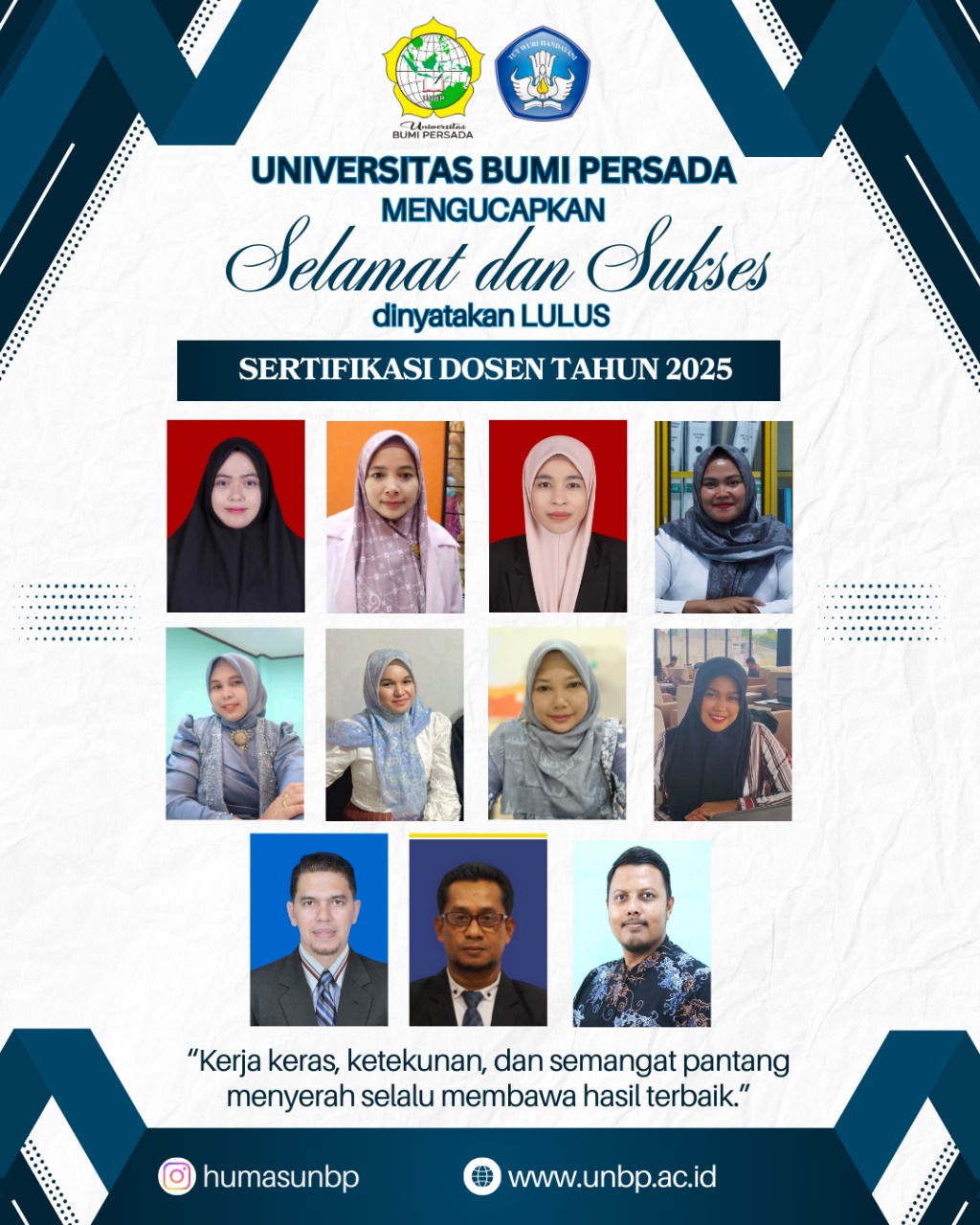 Universitas Bumi Persada Raih Prestasi, 11 Dosen Lulus Sertifikasi Dosen 2025
